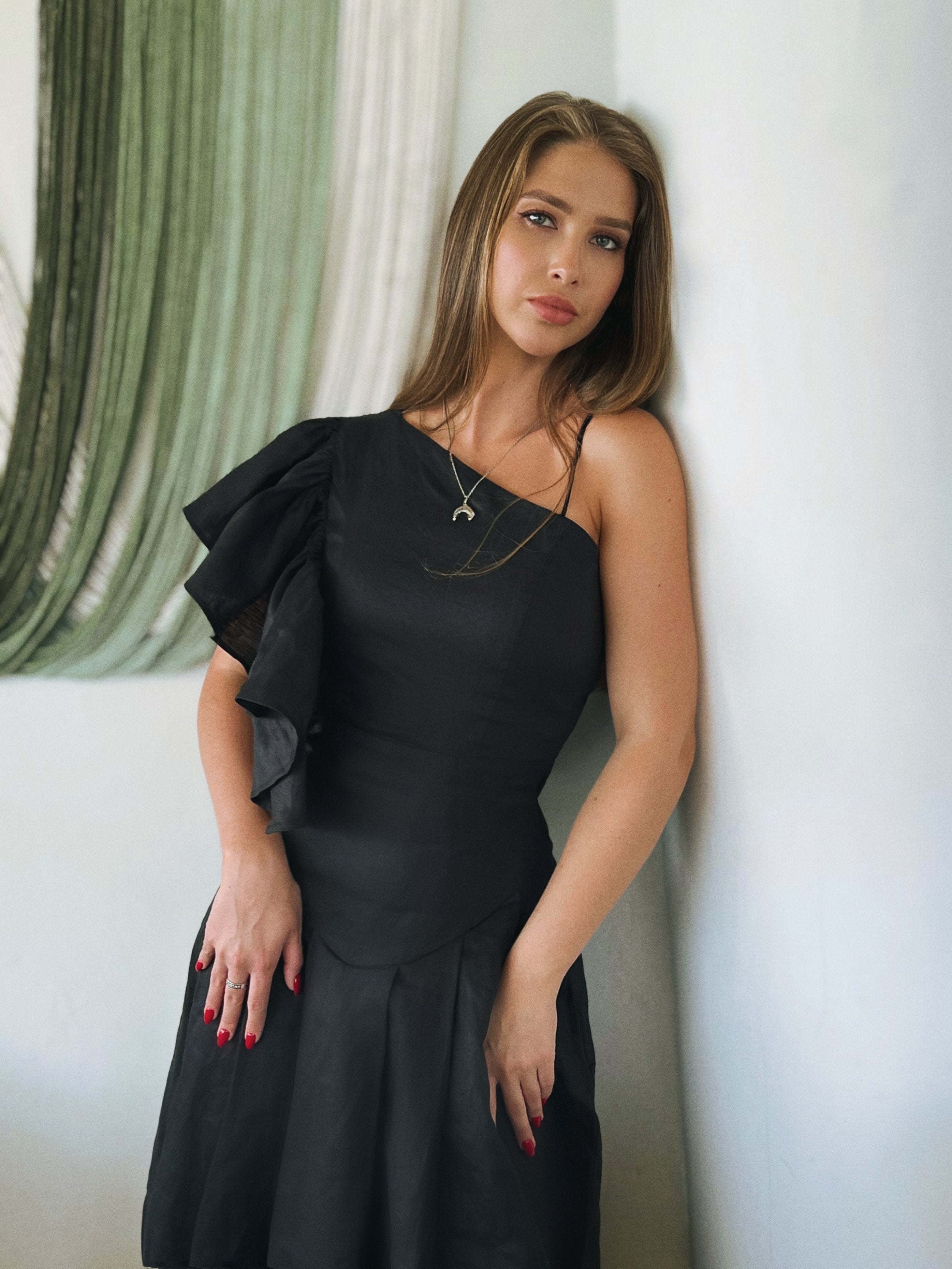 Naya Ruffled one-shoulder dress