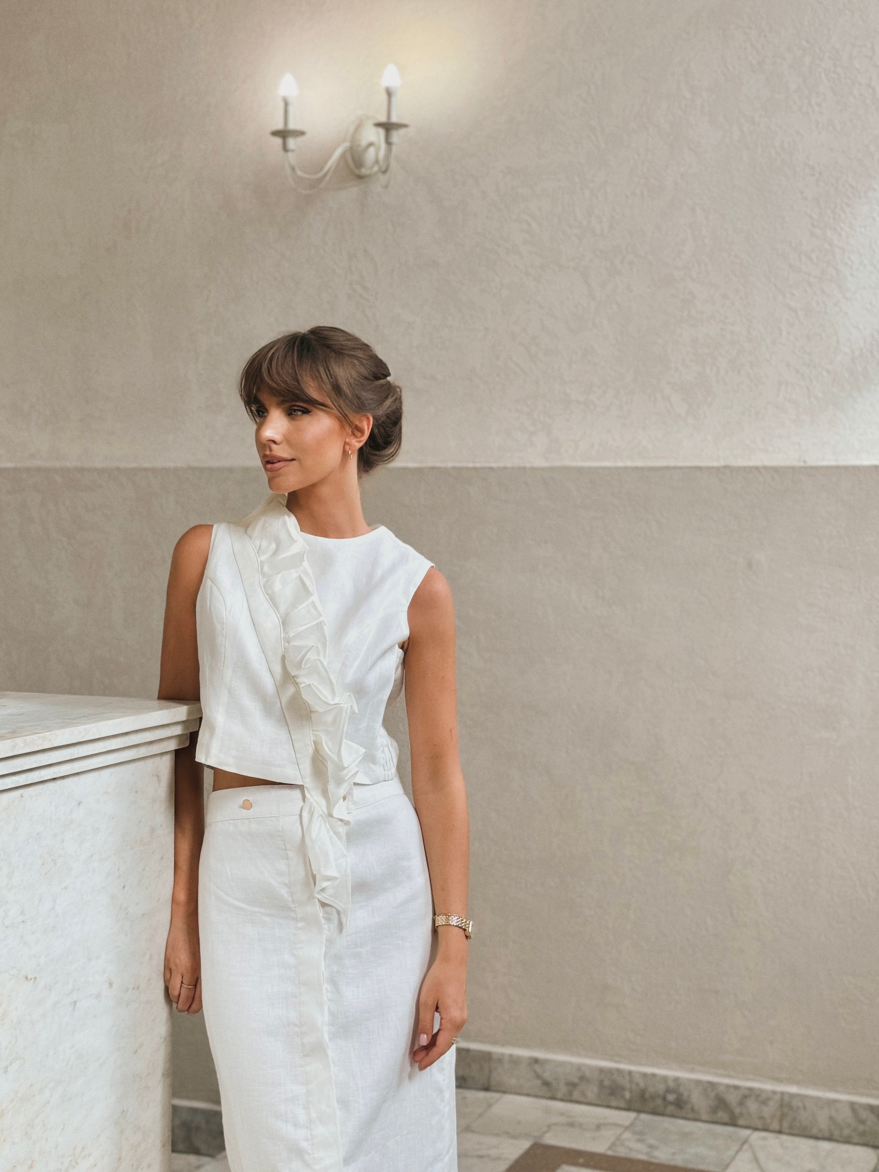 Luna asymmetrical ruffle crop top