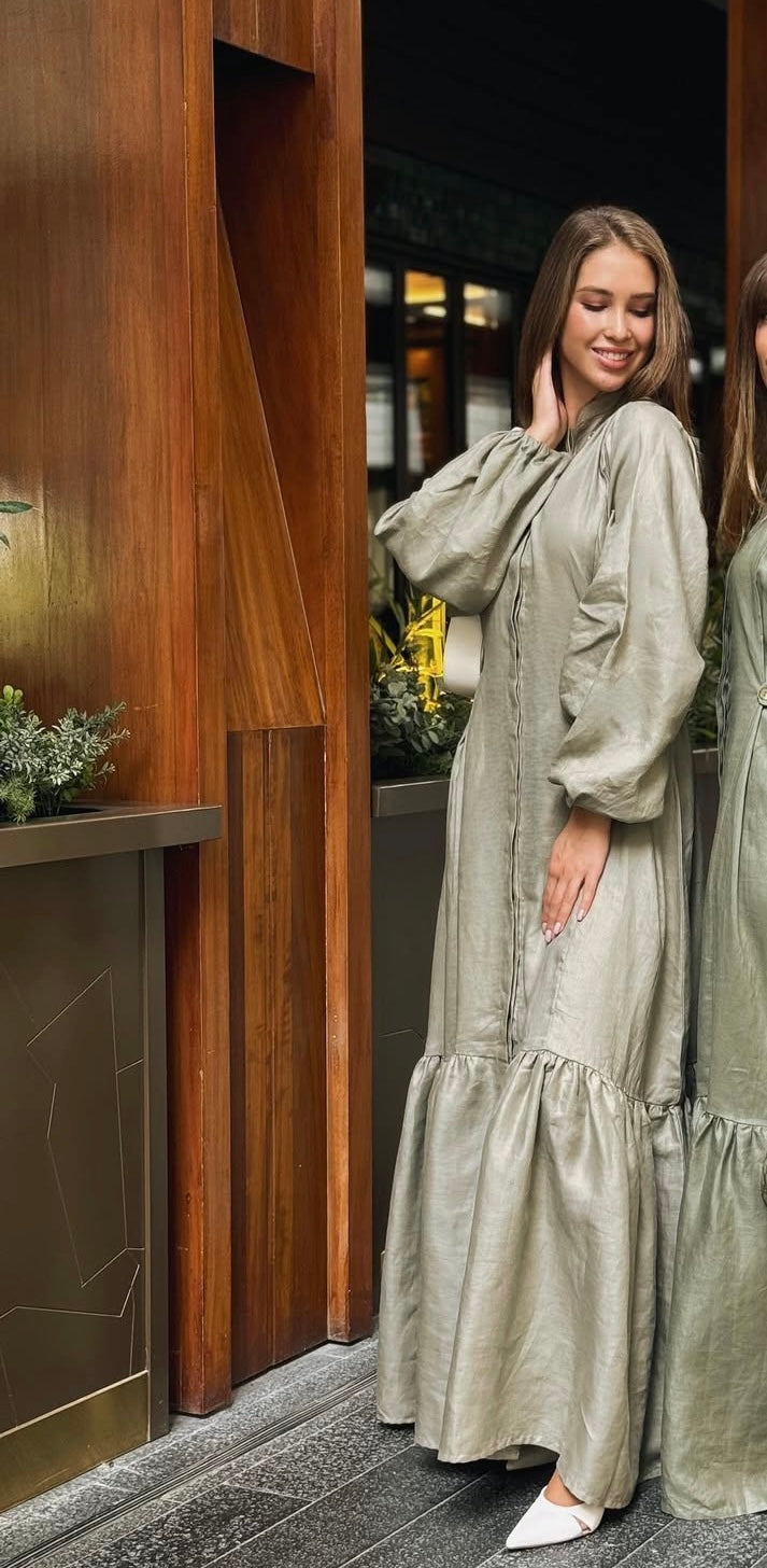 Olive mist long sleeves dress