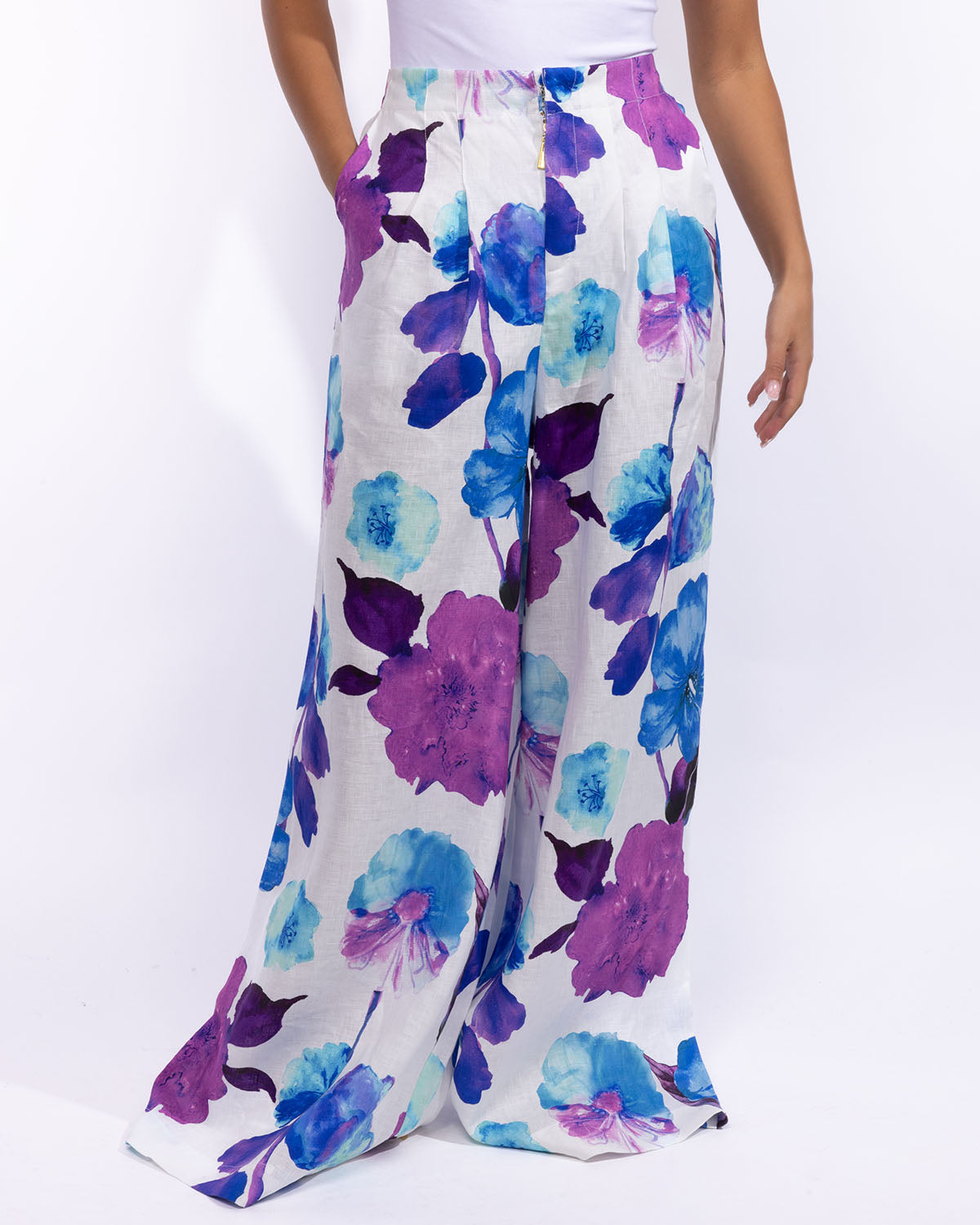 Kaira Pants - Hibiscus Purple Blue