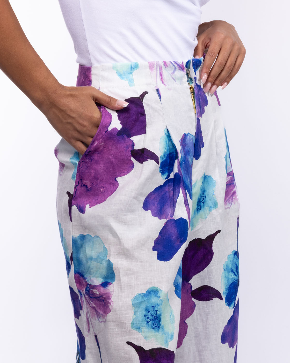 Kaira Pants - Hibiscus Purple Blue