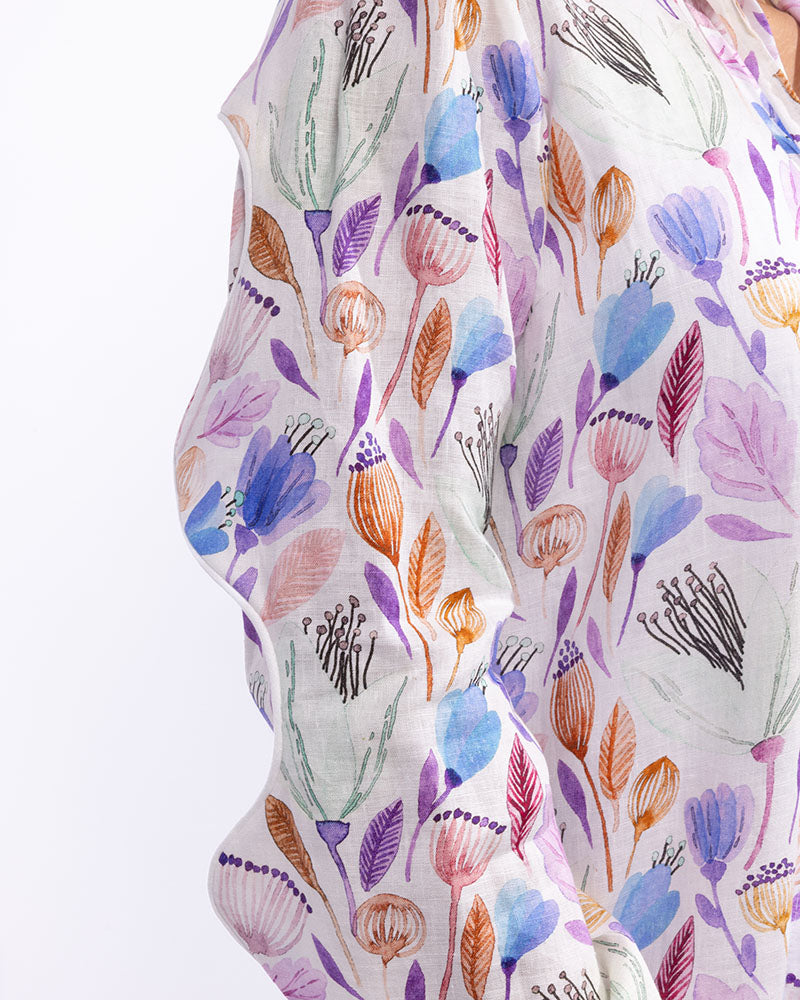 Cleo Shirt - Purple -Unique Multicolored Print