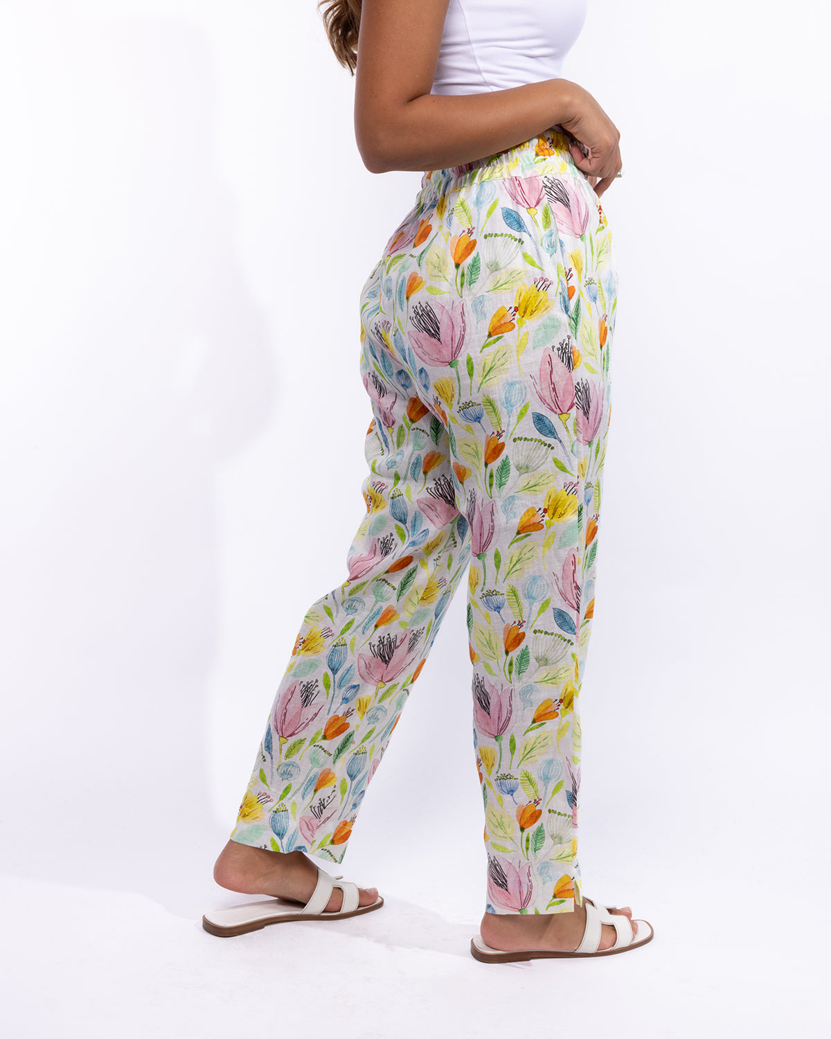 Cleo Pants - Orange-Unique Multicolored Print