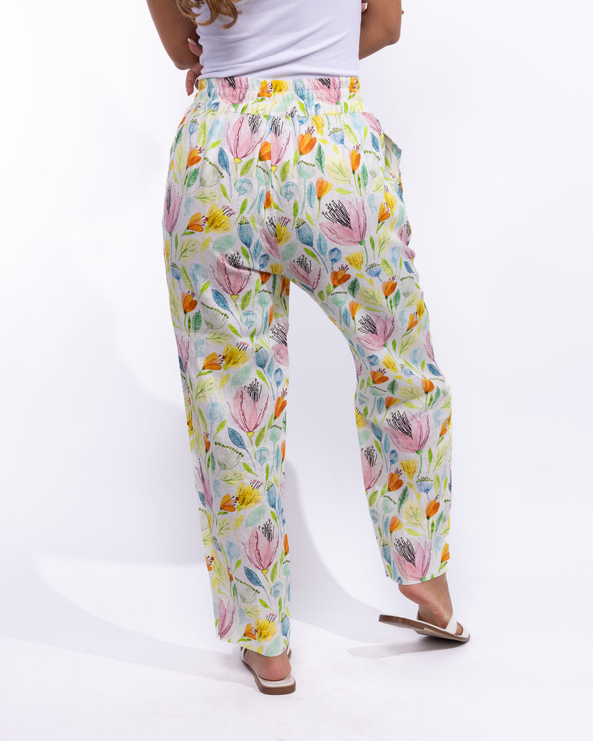 Cleo Pants - Orange-Unique Multicolored Print