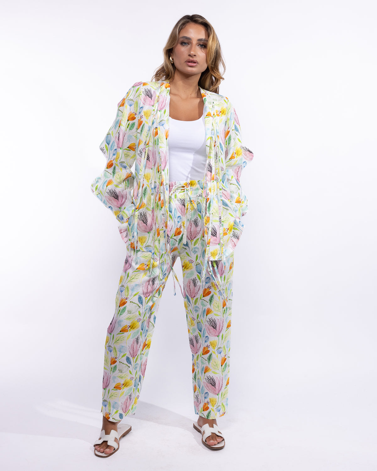 Cleo Shirt - Orange-Unique Multicolored Print