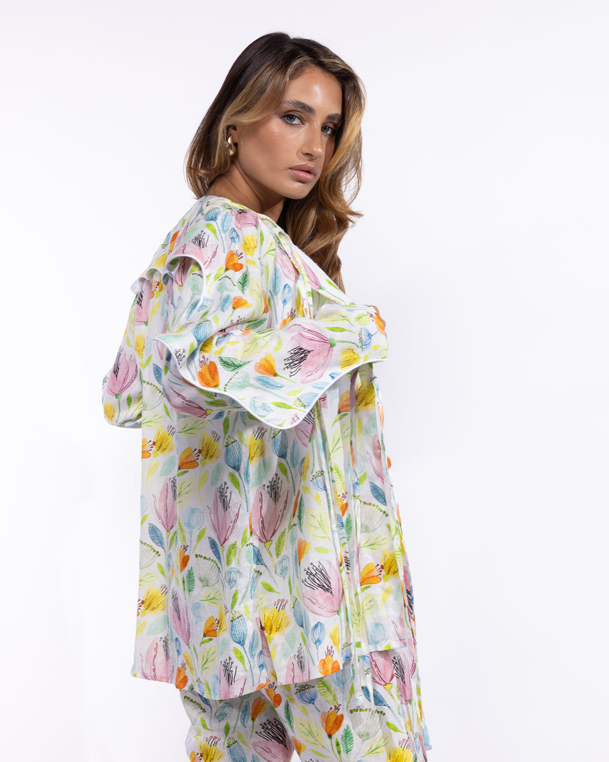 Cleo Shirt - Orange-Unique Multicolored Print